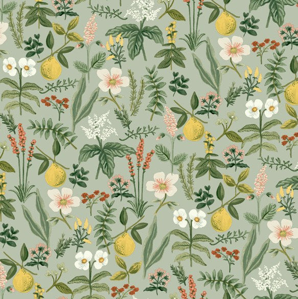 Herb Garden Navy Botanical Premium Peel + Stick Wallpaper wallpaper