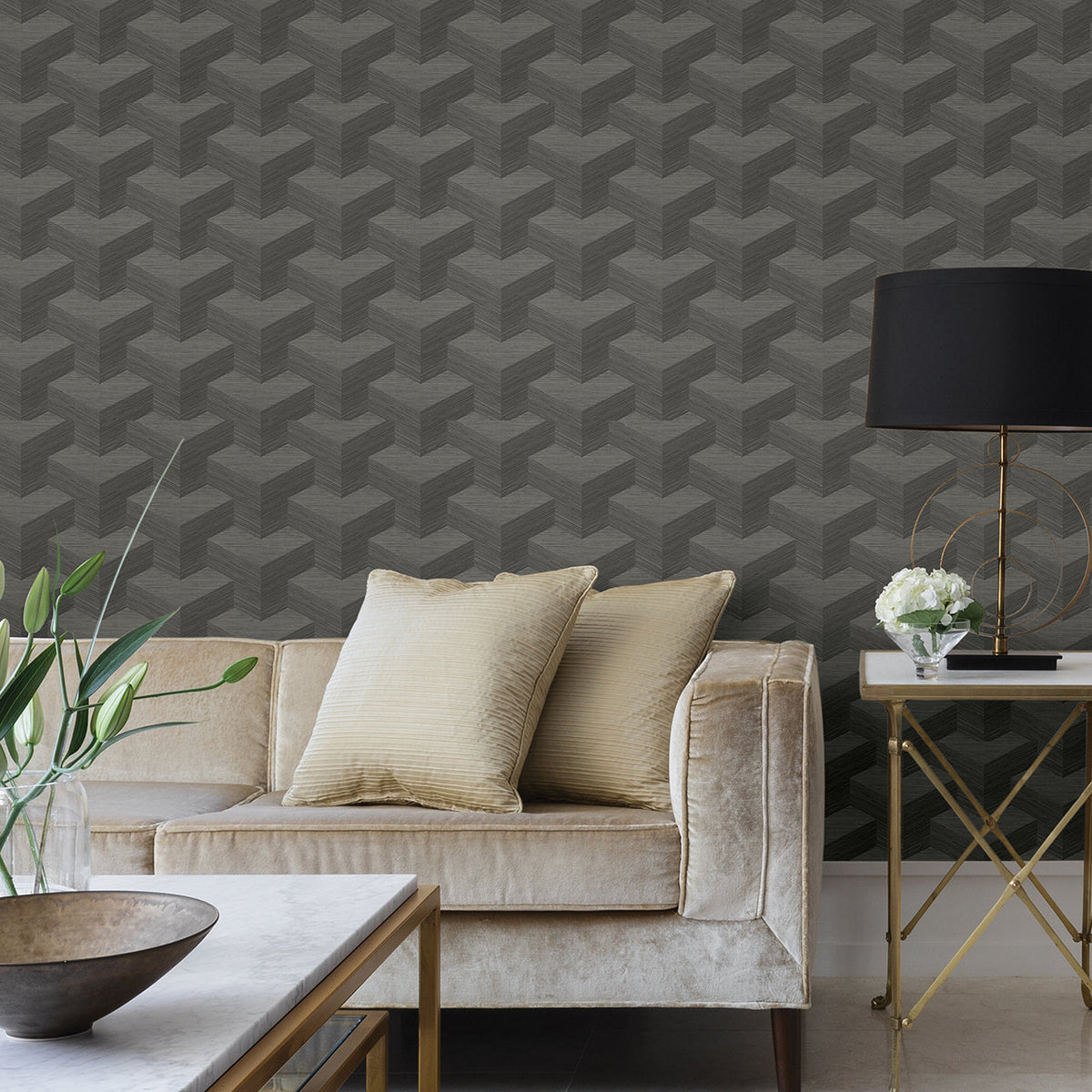 Y Knot Geometric Texture Wallpaper wallpaper detail or room view