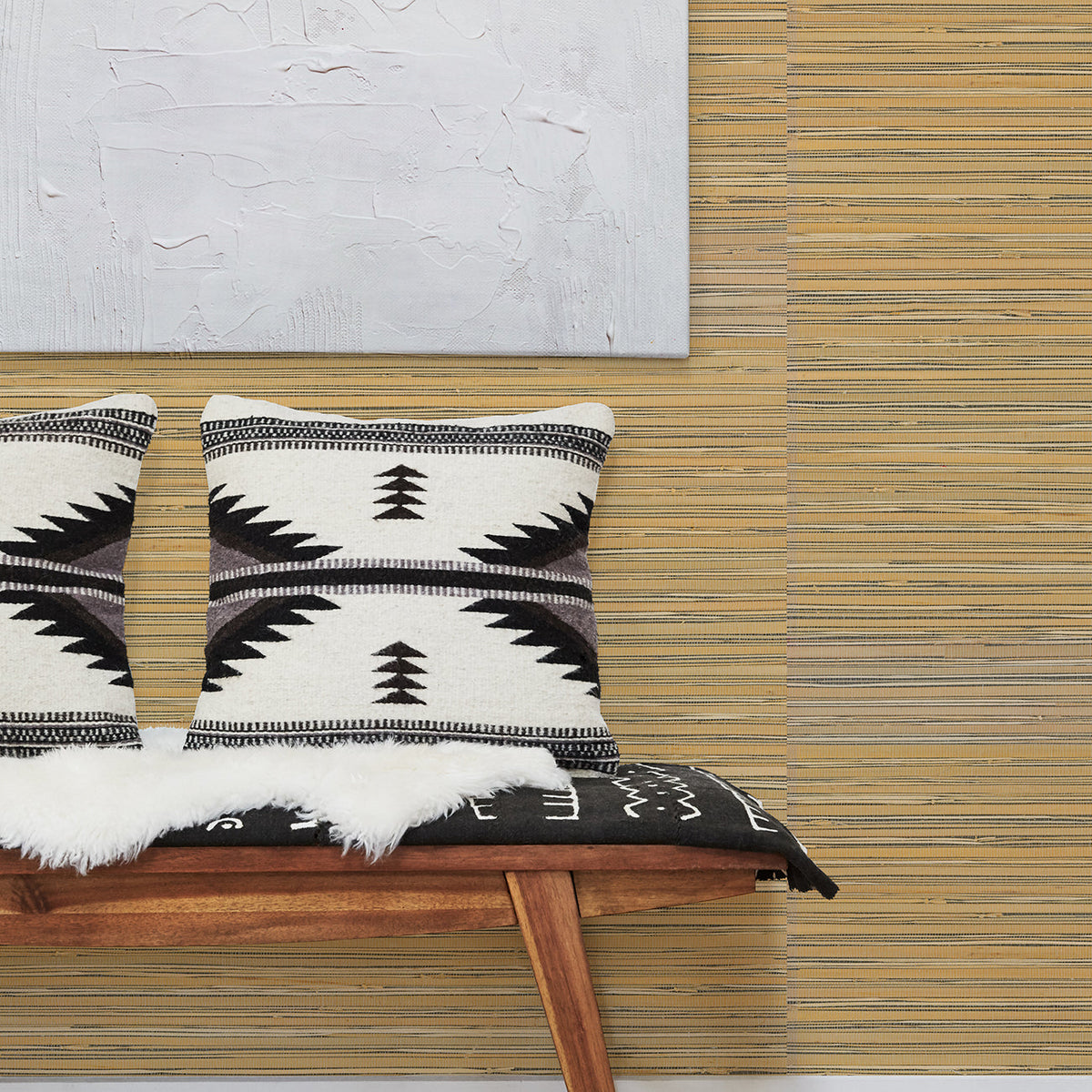 Ushi Grasscloth Wallpaper wallpaper detail or room view