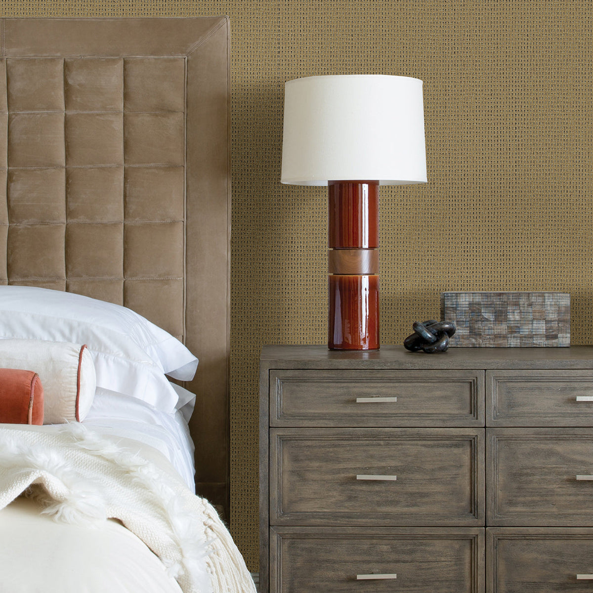 Ehuang Modern Basketweave Wallpaper wallpaper detail or room view