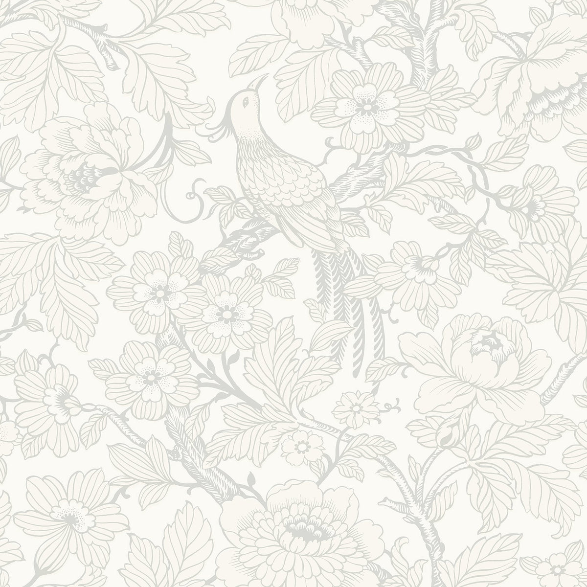 Beaufort Peony Chinoiserie Wallpaper in Dove