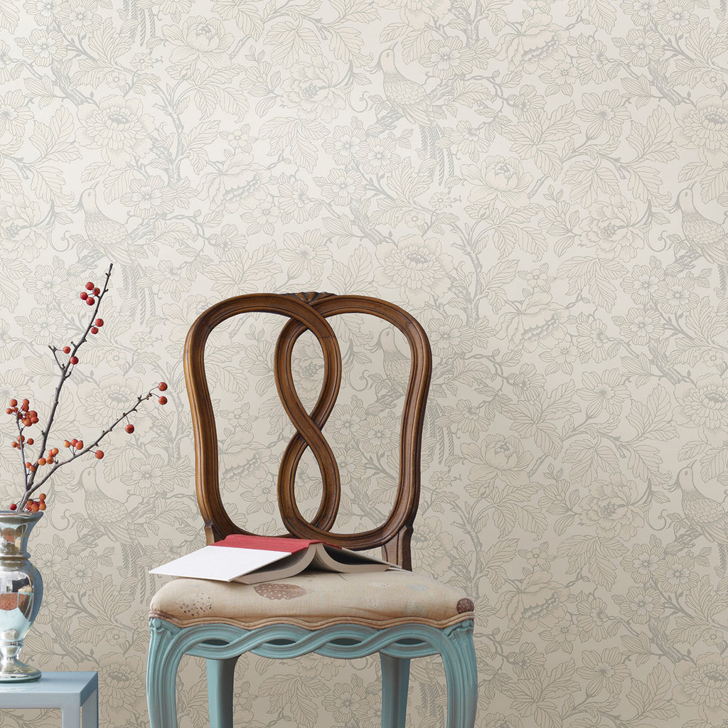 Beaufort Peony Chinoiserie Wallpaper wallpaper detail or room view