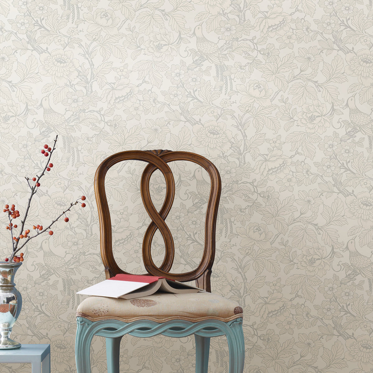 Beaufort Peony Chinoiserie Wallpaper wallpaper detail or room view