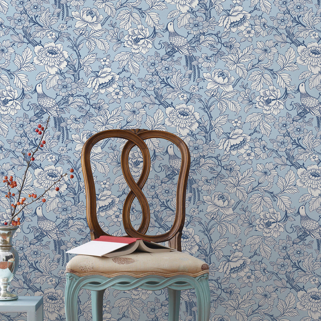 Beaufort Peony Chinoiserie Wallpaper wallpaper detail or room view