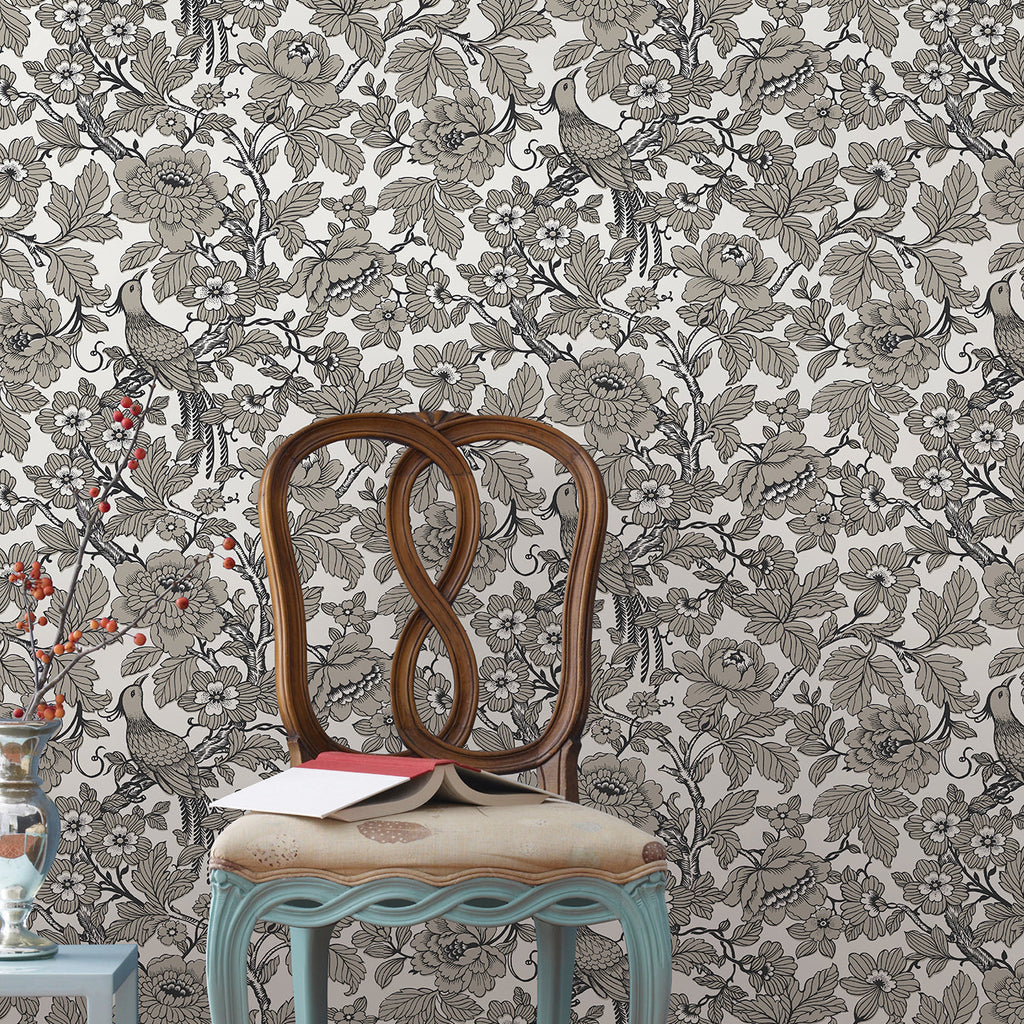 Beaufort Peony Chinoiserie Wallpaper wallpaper detail or room view