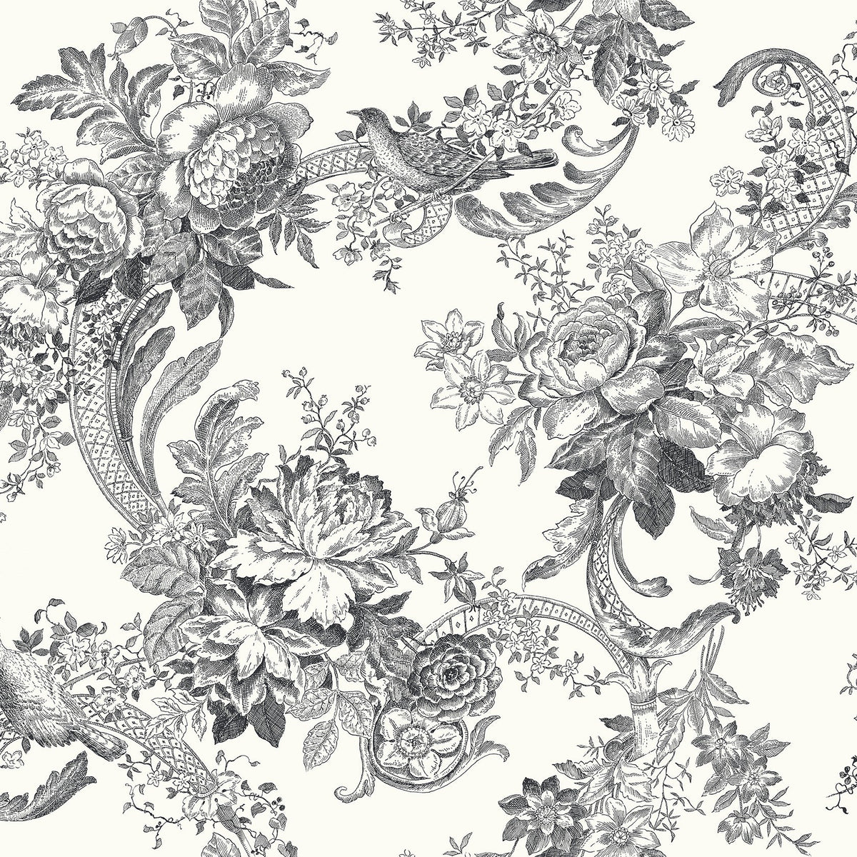 Carmel Baroque Florals Wallpaper wallpaper detail or room view