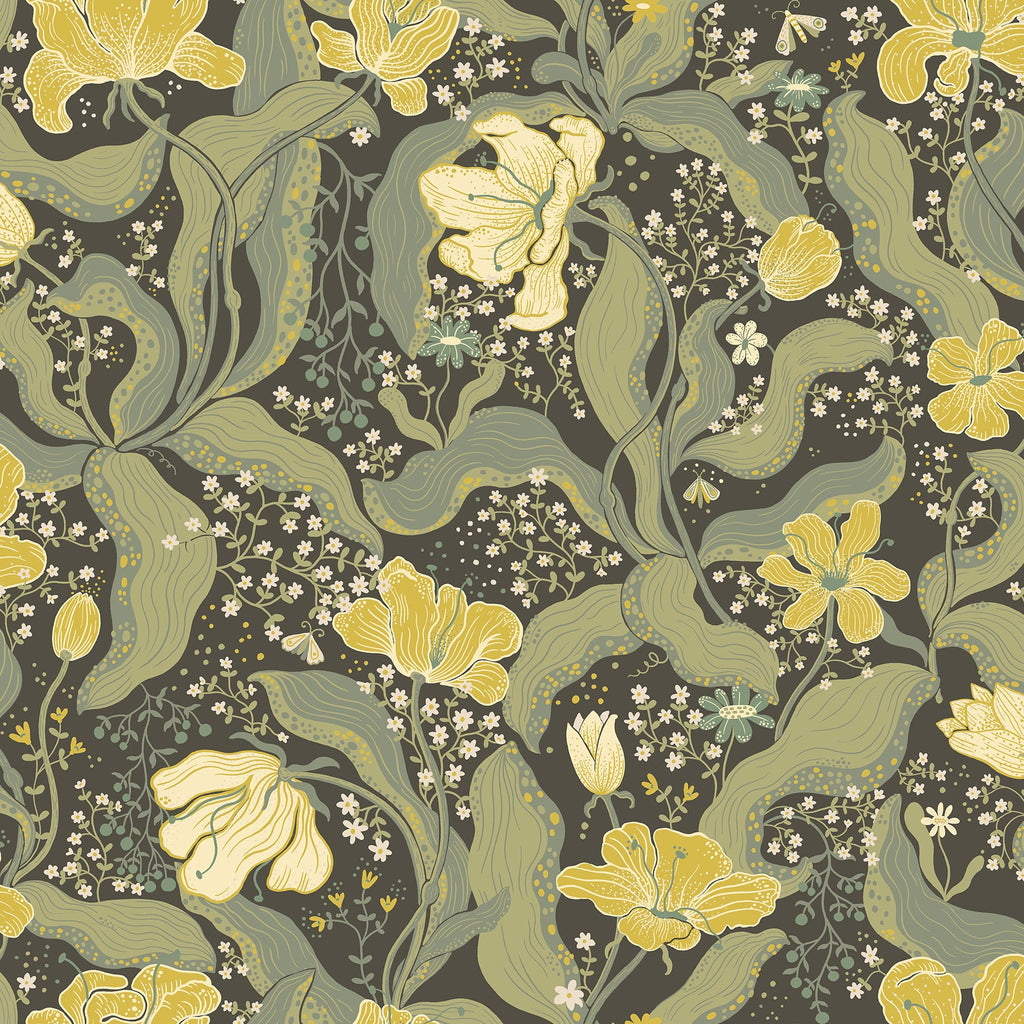 Bodri Tulip Garden Wallpaper in Green
