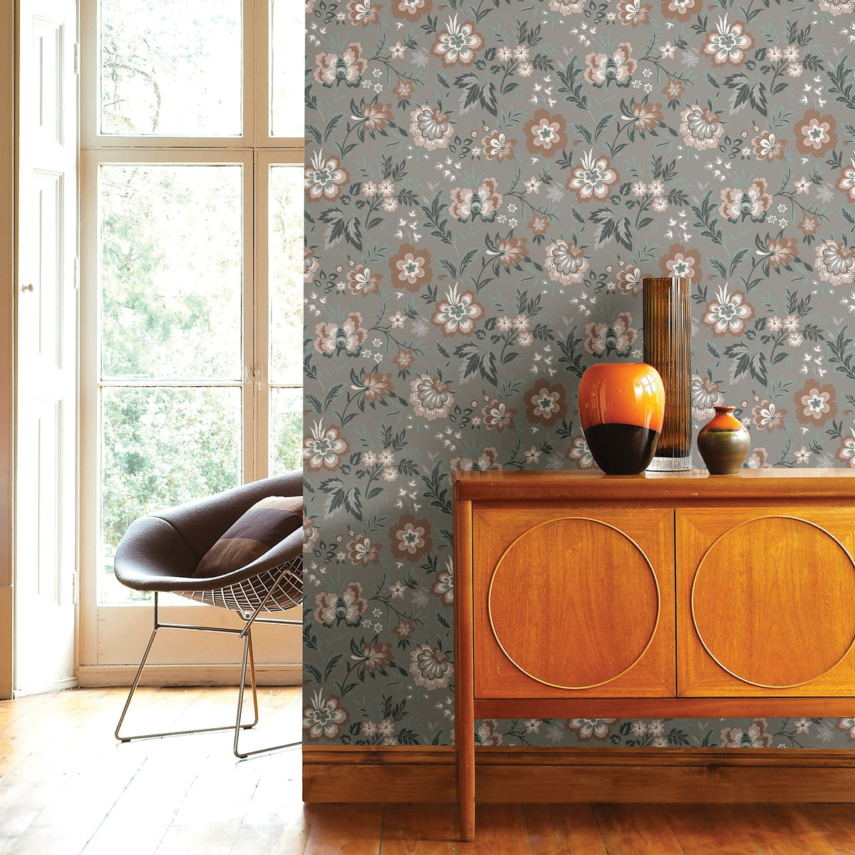 Athena Floral Wallpaper wallpaper detail or room view