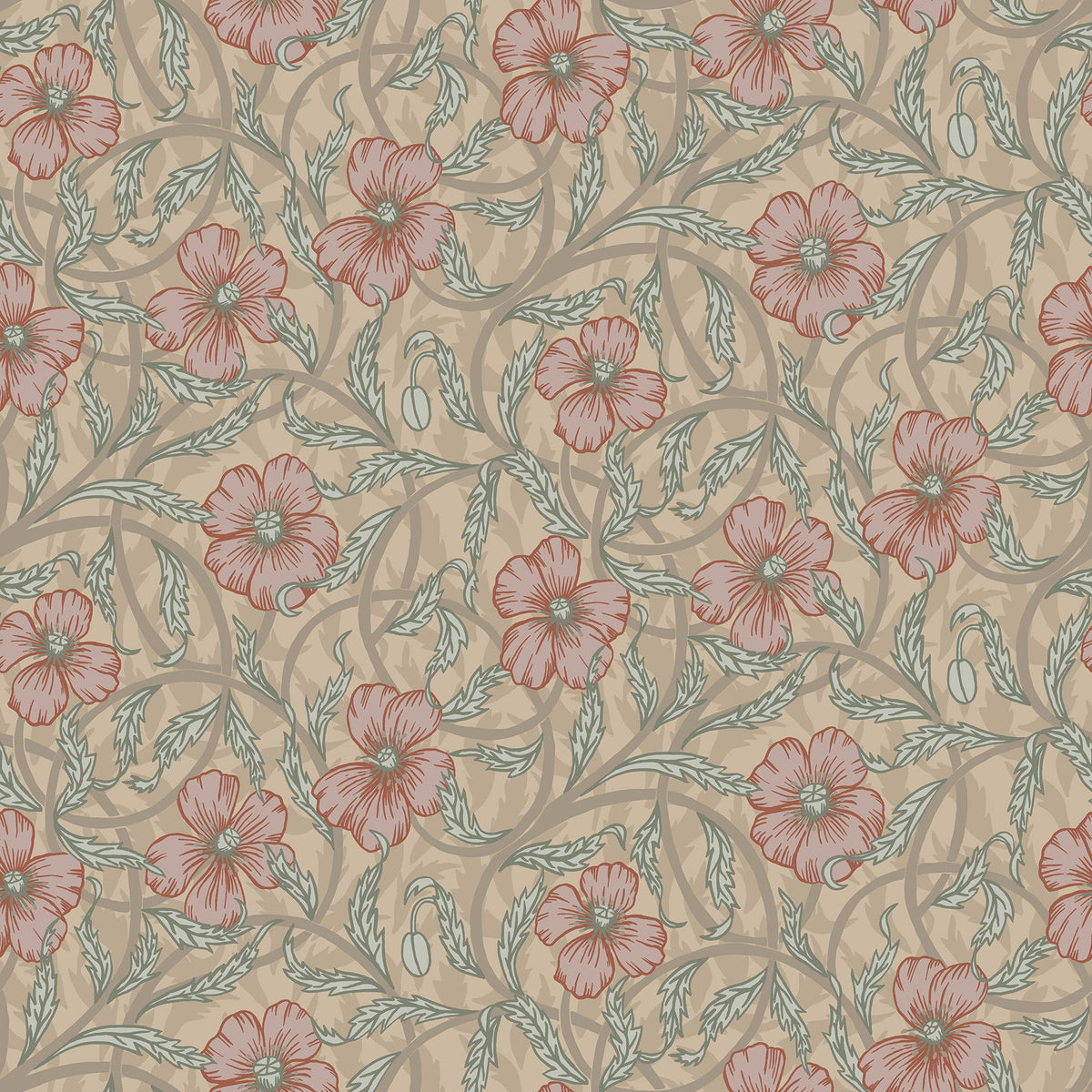 Imogen Floral Wallpaper in Light Brown