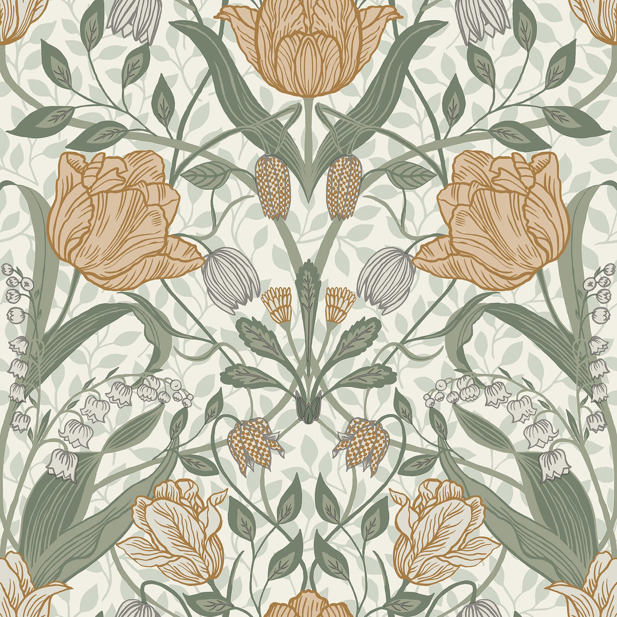 Tulipa Floral Wallpaper in Green