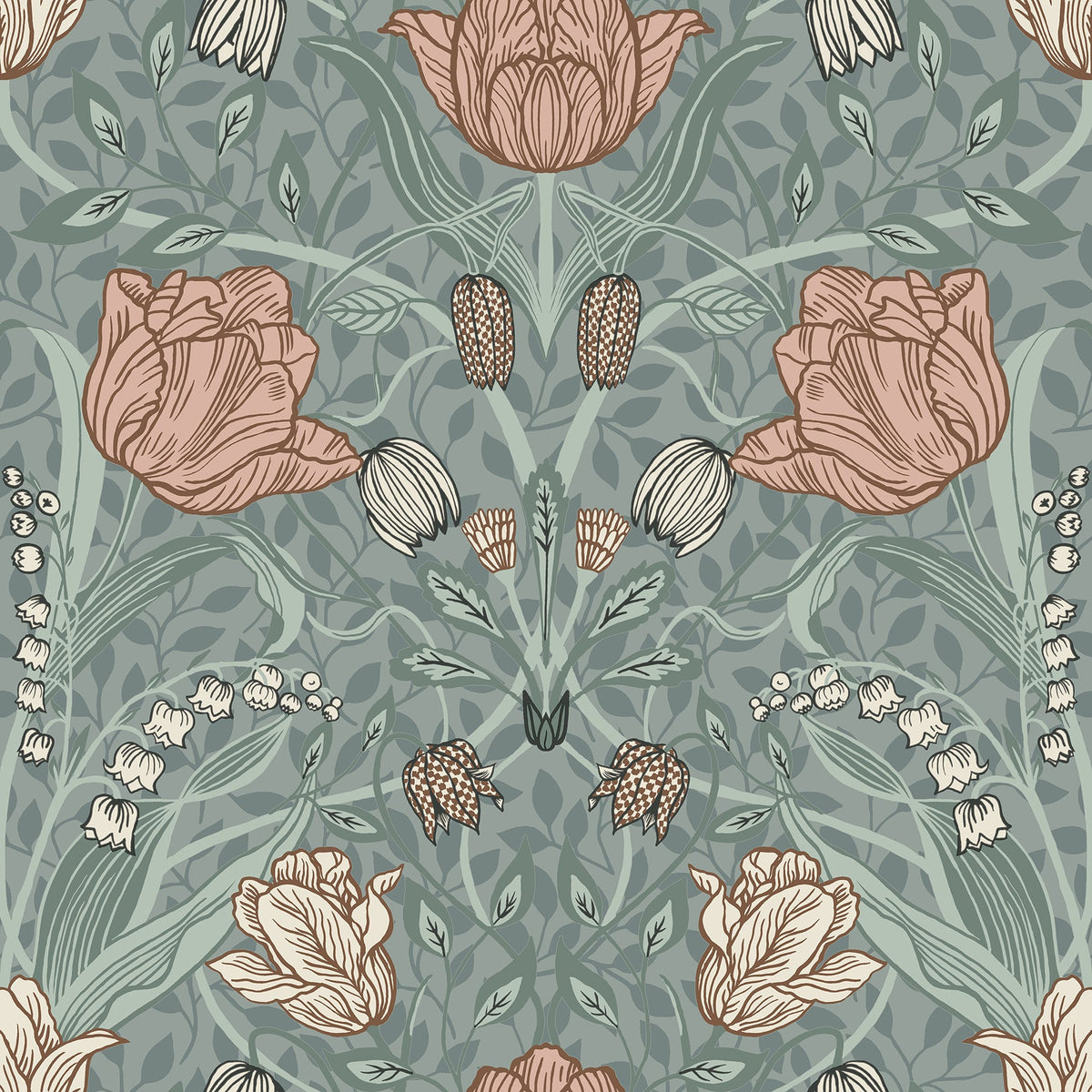 Tulipa Floral Wallpaper in Sage