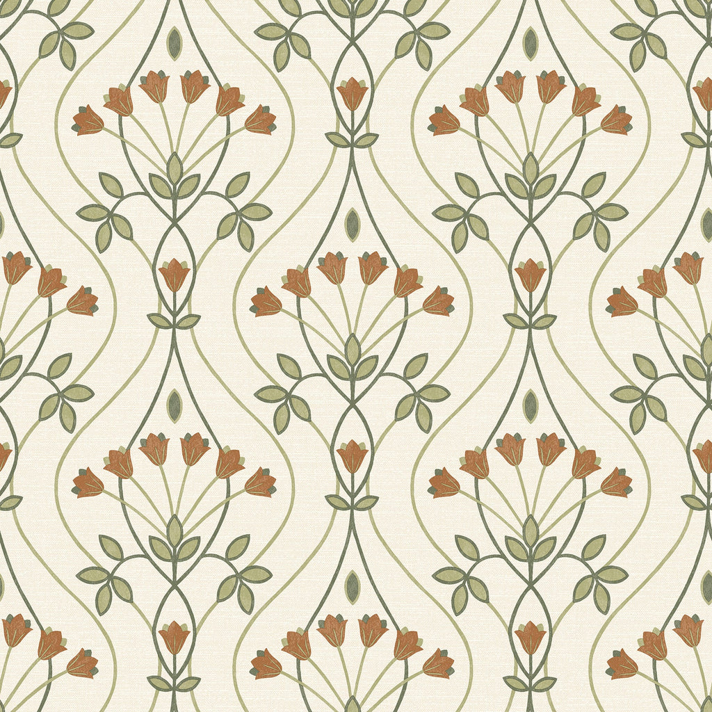 Dard Tulip Ogee Wallpaper in Green