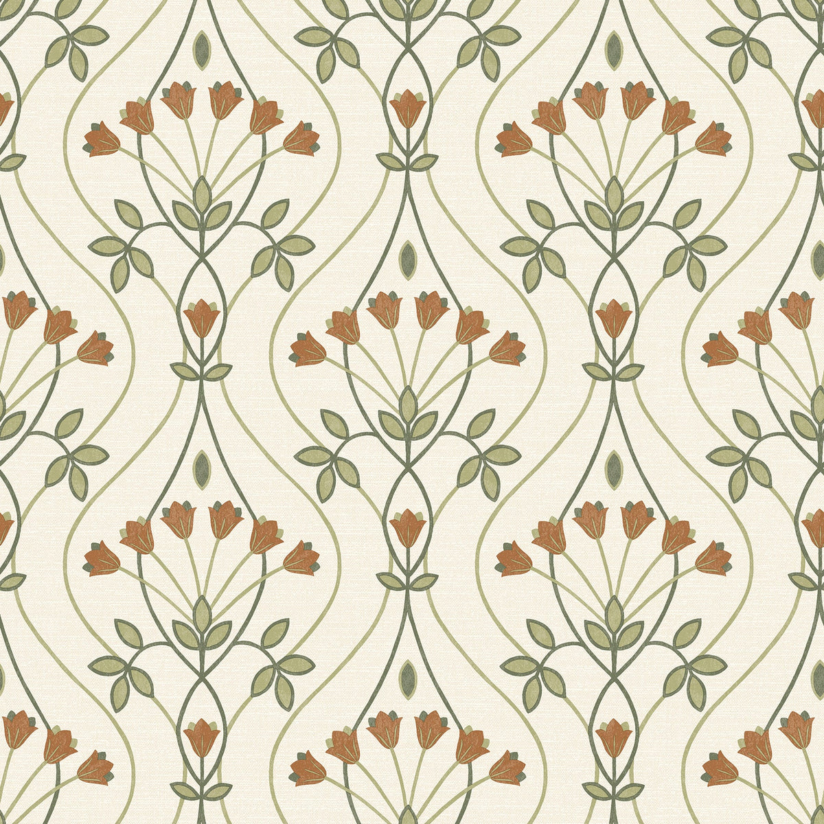 Dard Tulip Ogee Wallpaper in Green