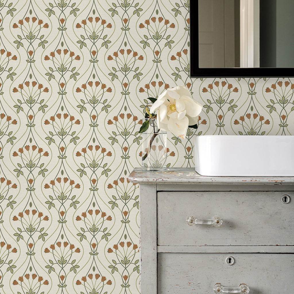 Dard Tulip Ogee Wallpaper wallpaper detail or room view