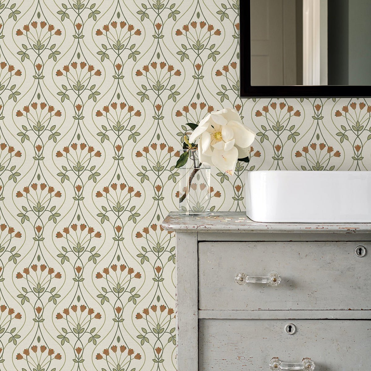 Dard Tulip Ogee Wallpaper wallpaper detail or room view