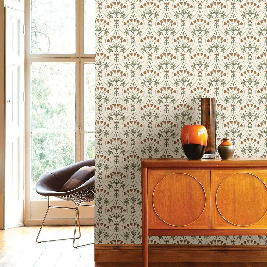 Dard Tulip Ogee Wallpaper wallpaper detail or room view