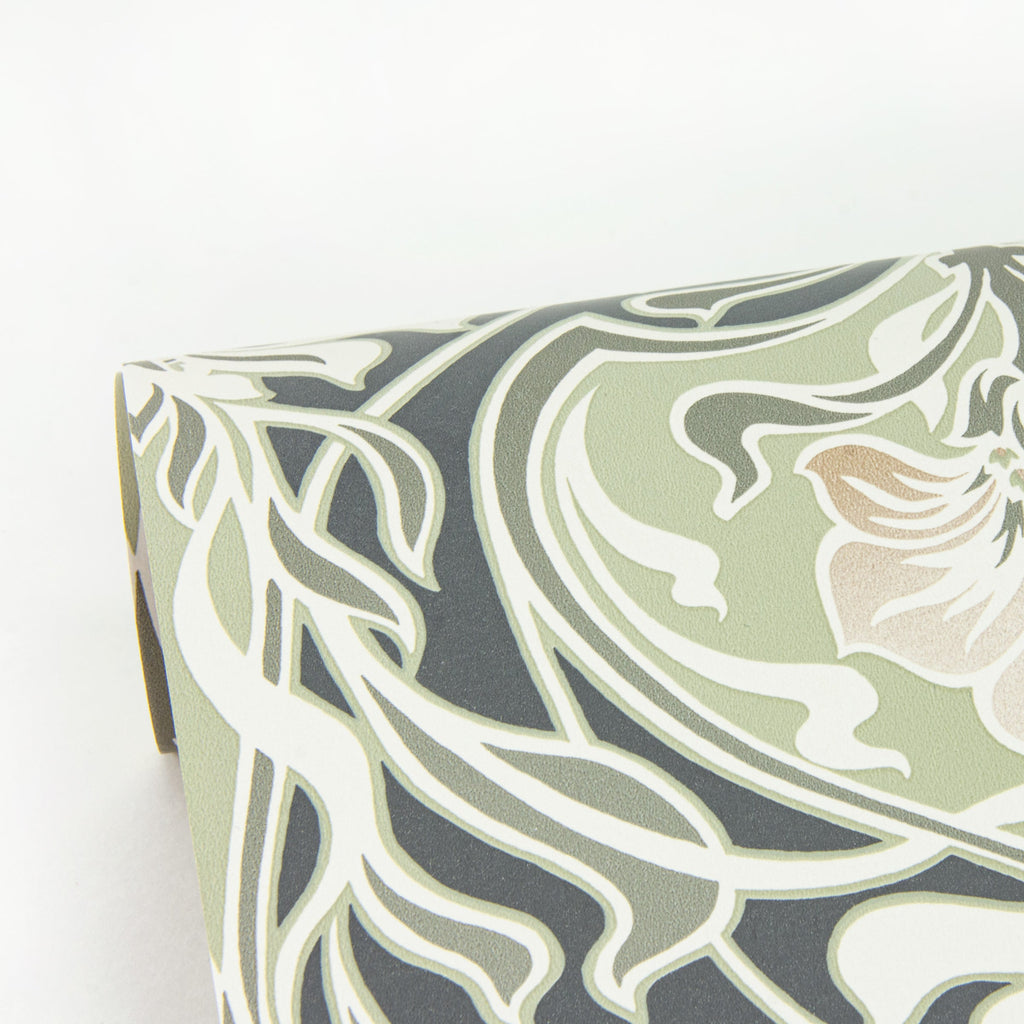 Mucha Botanical Ogee Wallpaper wallpaper detail or room view