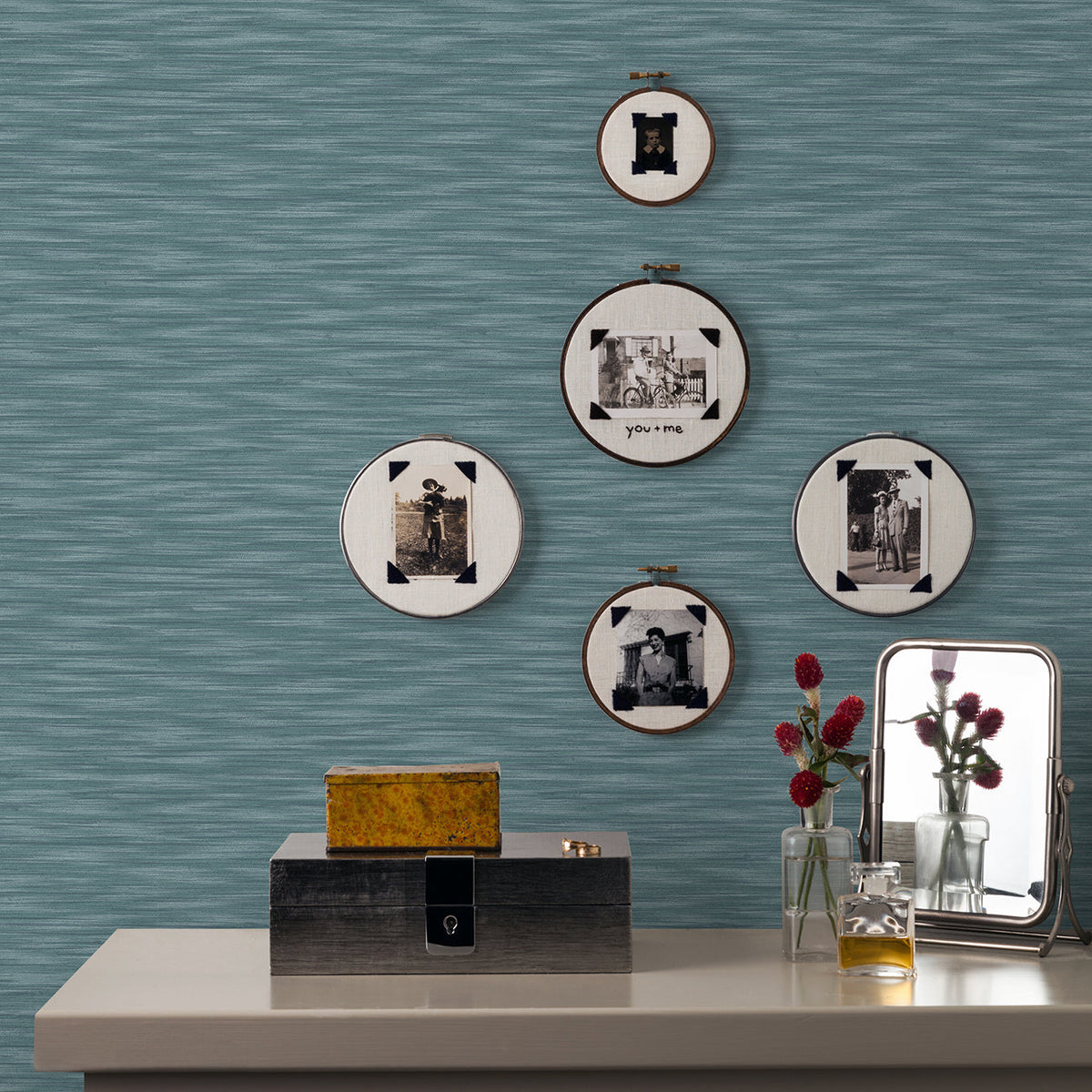Benson Variegated Stripe Wallpaper wallpaper detail or room view
