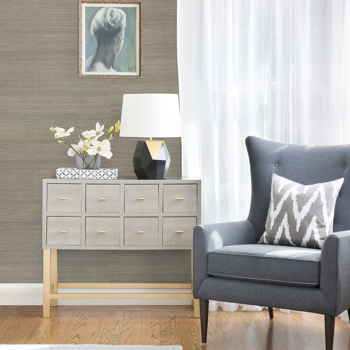 Caihon Sisal Grasscloth Wallpaper wallpaper detail or room view