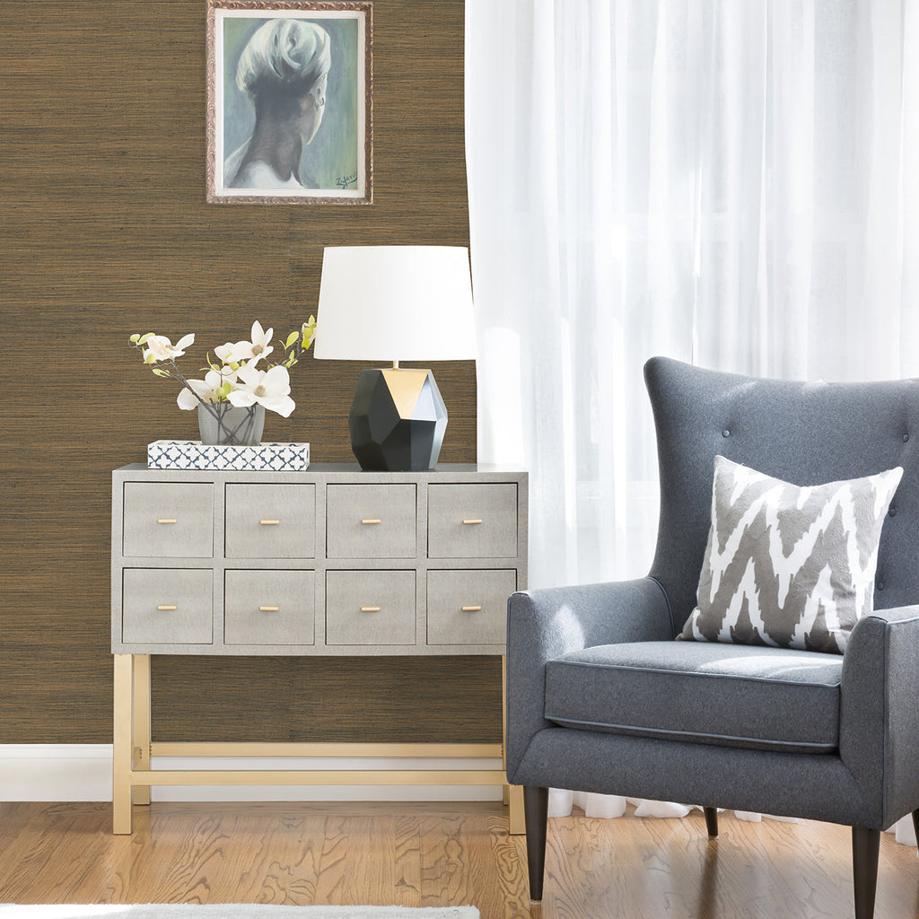 Caihon Sisal Grasscloth Wallpaper wallpaper detail or room view