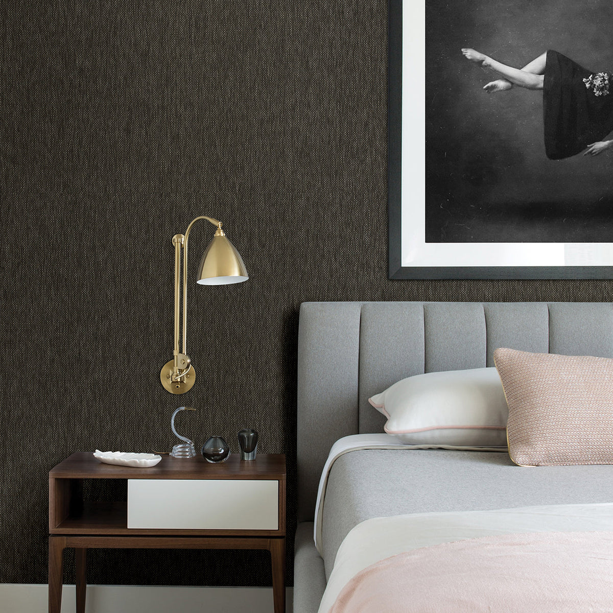Jia Paper Weave Grasscloth Wallpaper wallpaper detail or room view