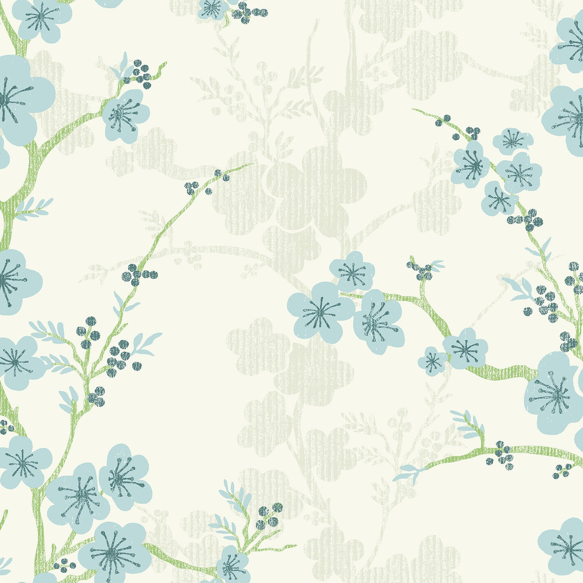 Nicolette Floral Trail Wallpaper in Light Blue