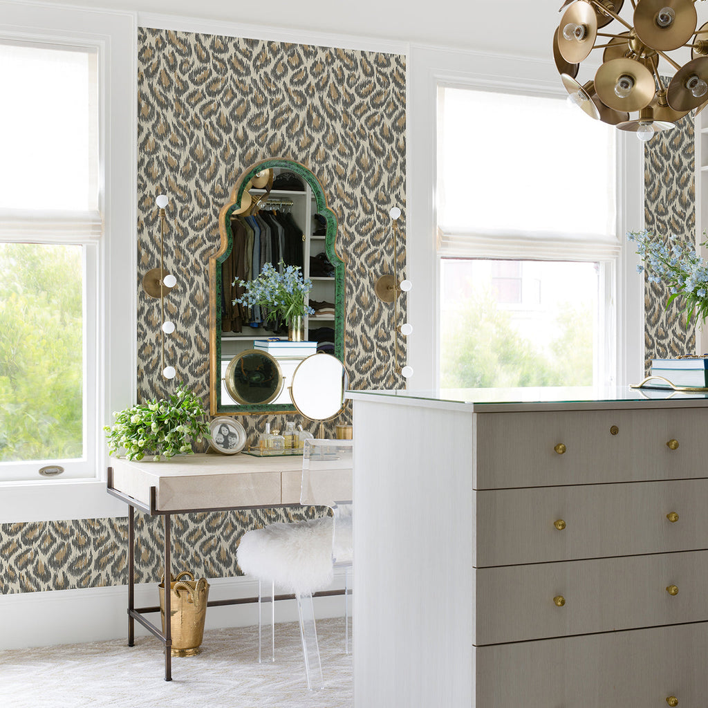 Electra Leopard Spot String Wallpaper wallpaper detail or room view