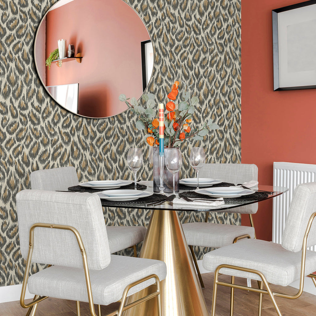 Electra Leopard Spot String Wallpaper wallpaper detail or room view