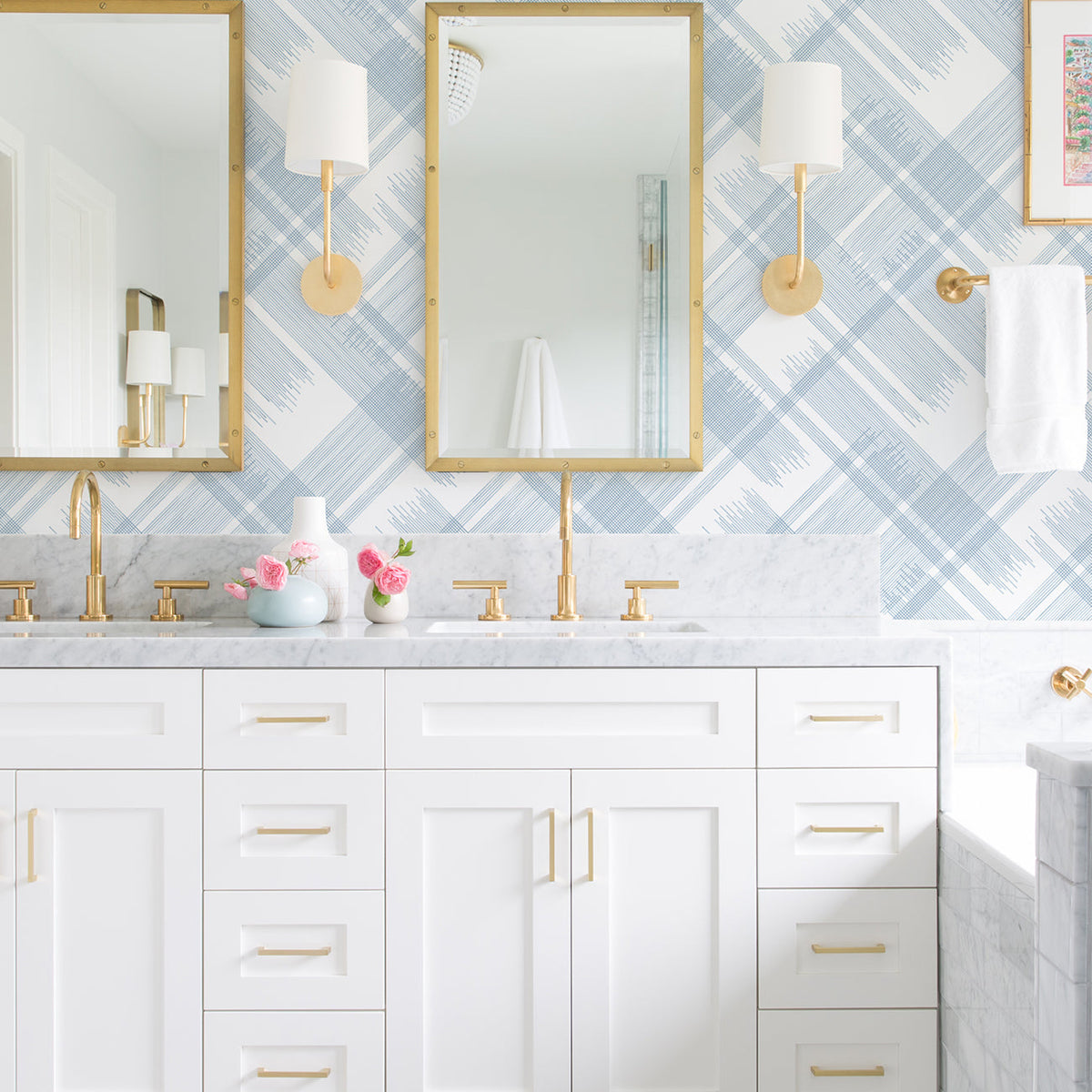 Zag Modern Plaid Wallpaper wallpaper detail or room view