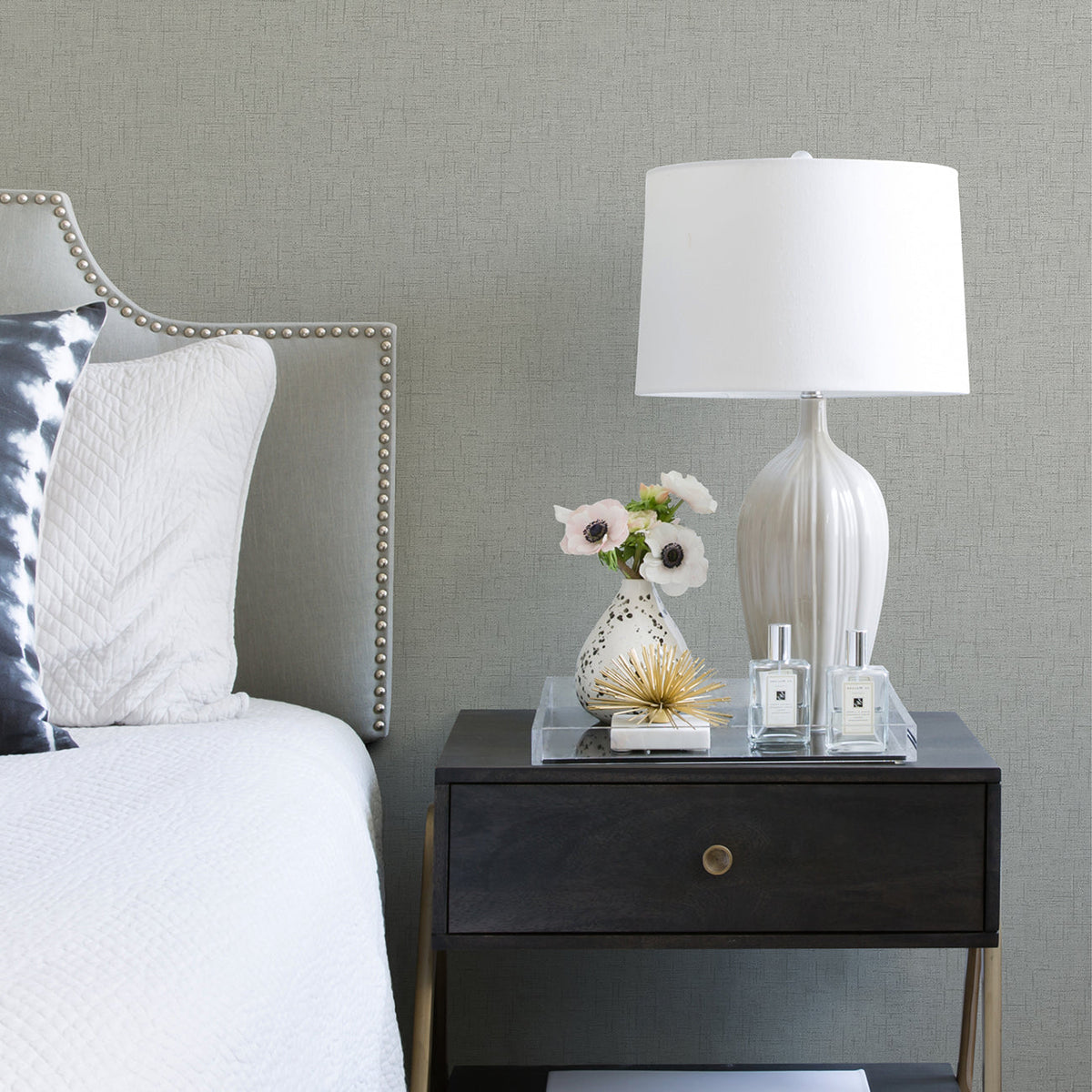 Bentley Faux Linen Wallpaper wallpaper detail or room view