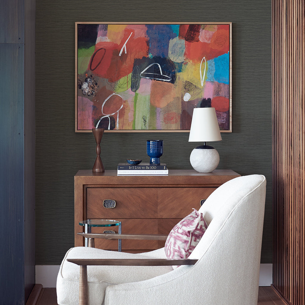 Rushmore Faux Grasscloth Wallpaper wallpaper detail or room view