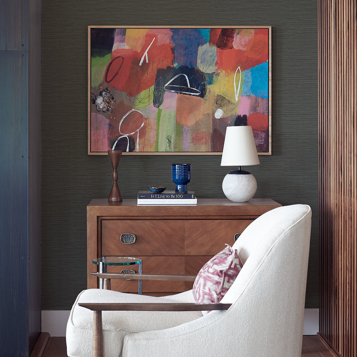 Rushmore Faux Grasscloth Wallpaper wallpaper detail or room view