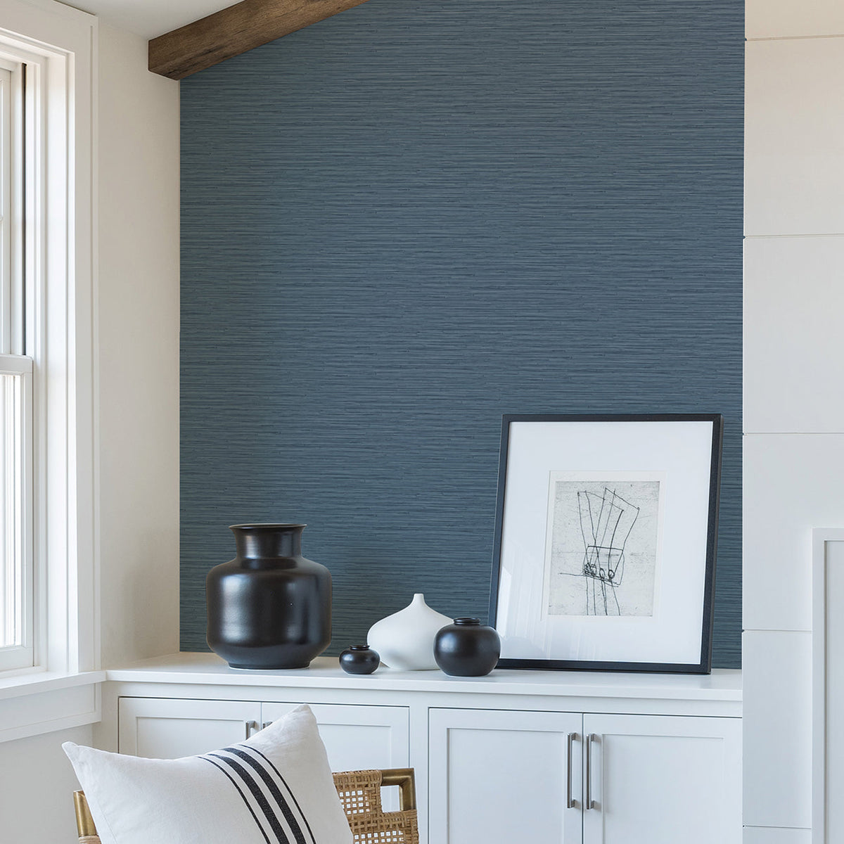 Rushmore Faux Grasscloth Wallpaper wallpaper detail or room view
