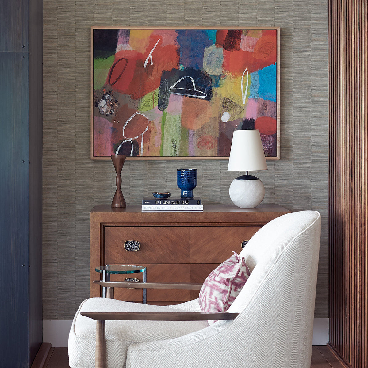 Jenga Striped Column Wallpaper wallpaper detail or room view