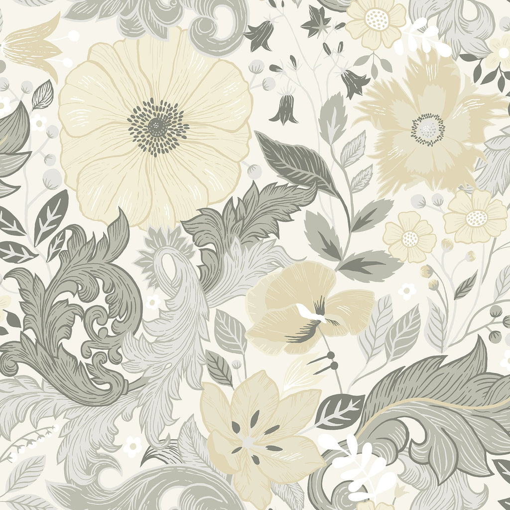 Victoria Floral Nouveau Wallpaper in Pastel