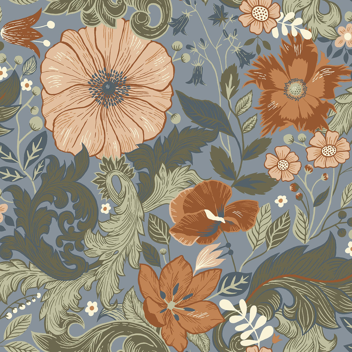 Victoria Floral Nouveau Wallpaper wallpaper detail or room view