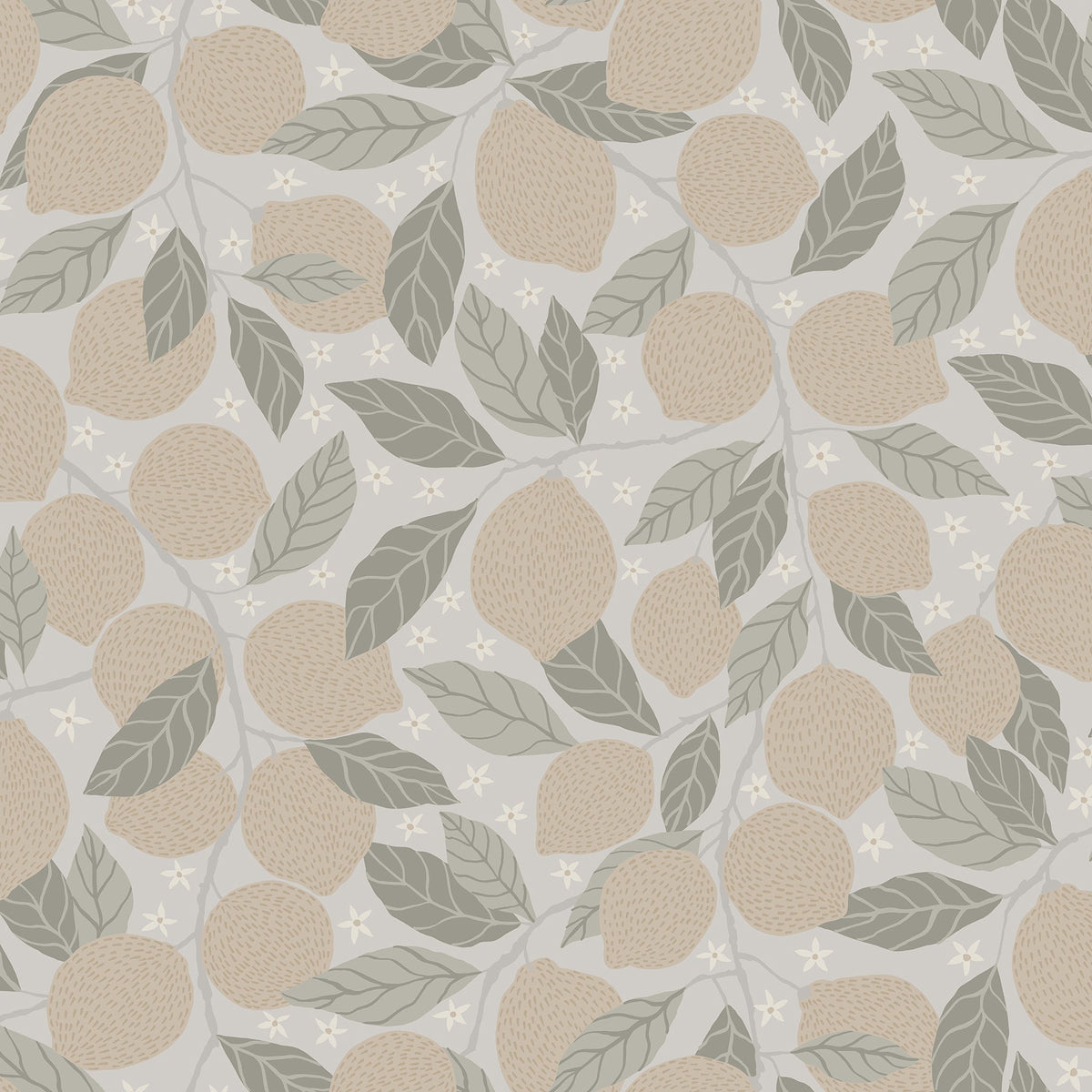 Lemona Fruit Tree Wallpaper in Grey