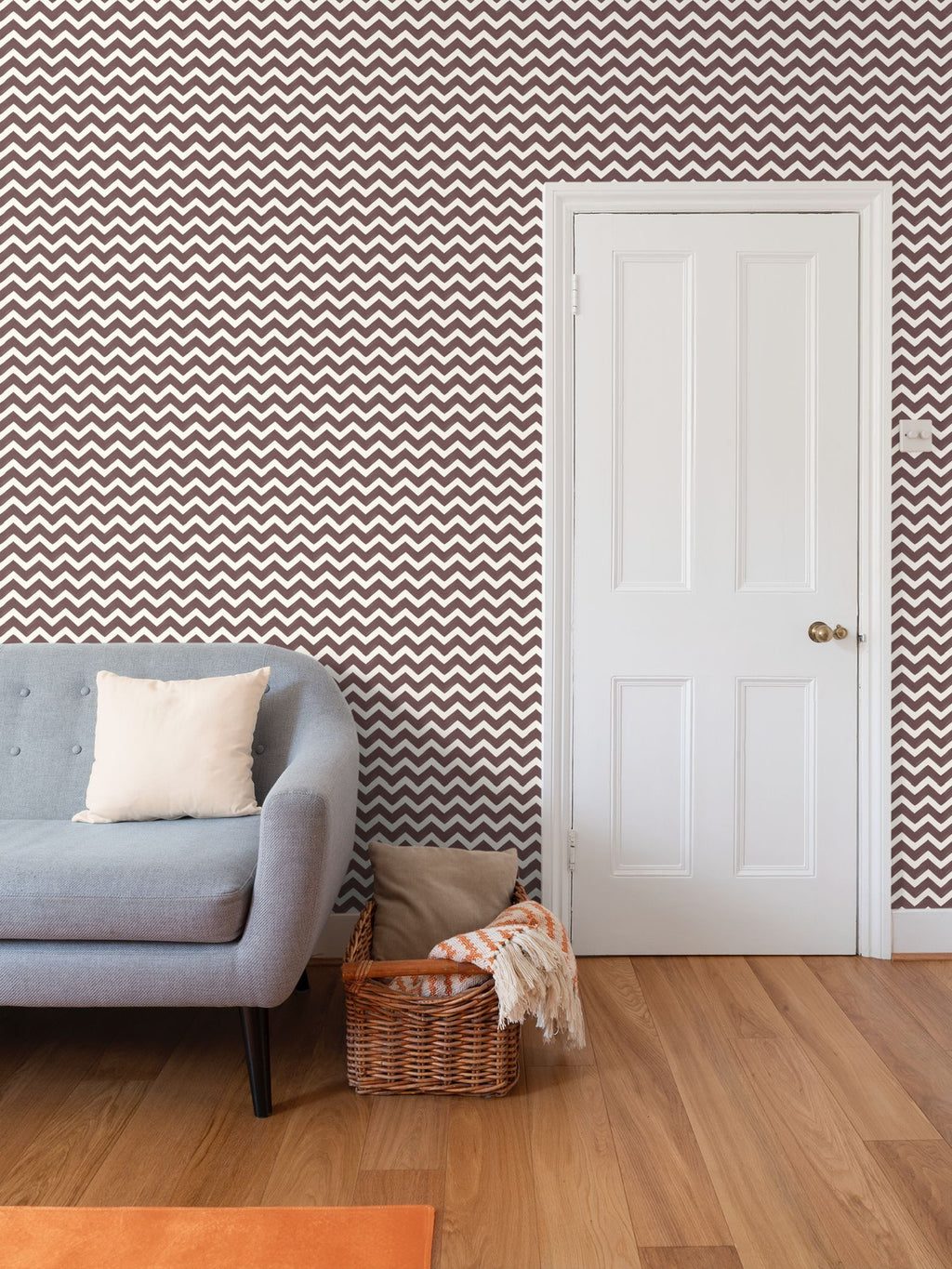 ZIG ME UP — CORDOVAN CHEVRON WALLPAPER