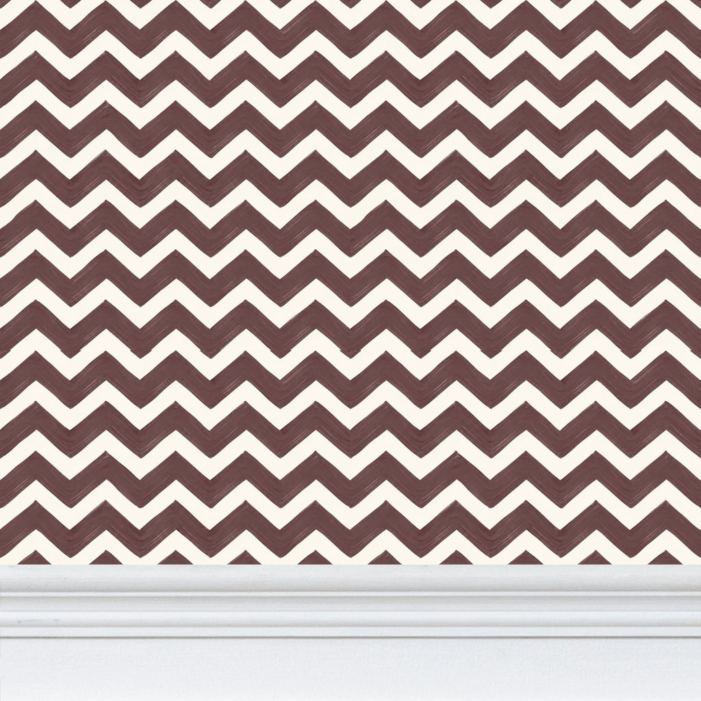 ZIG ME UP — CORDOVAN CHEVRON WALLPAPER