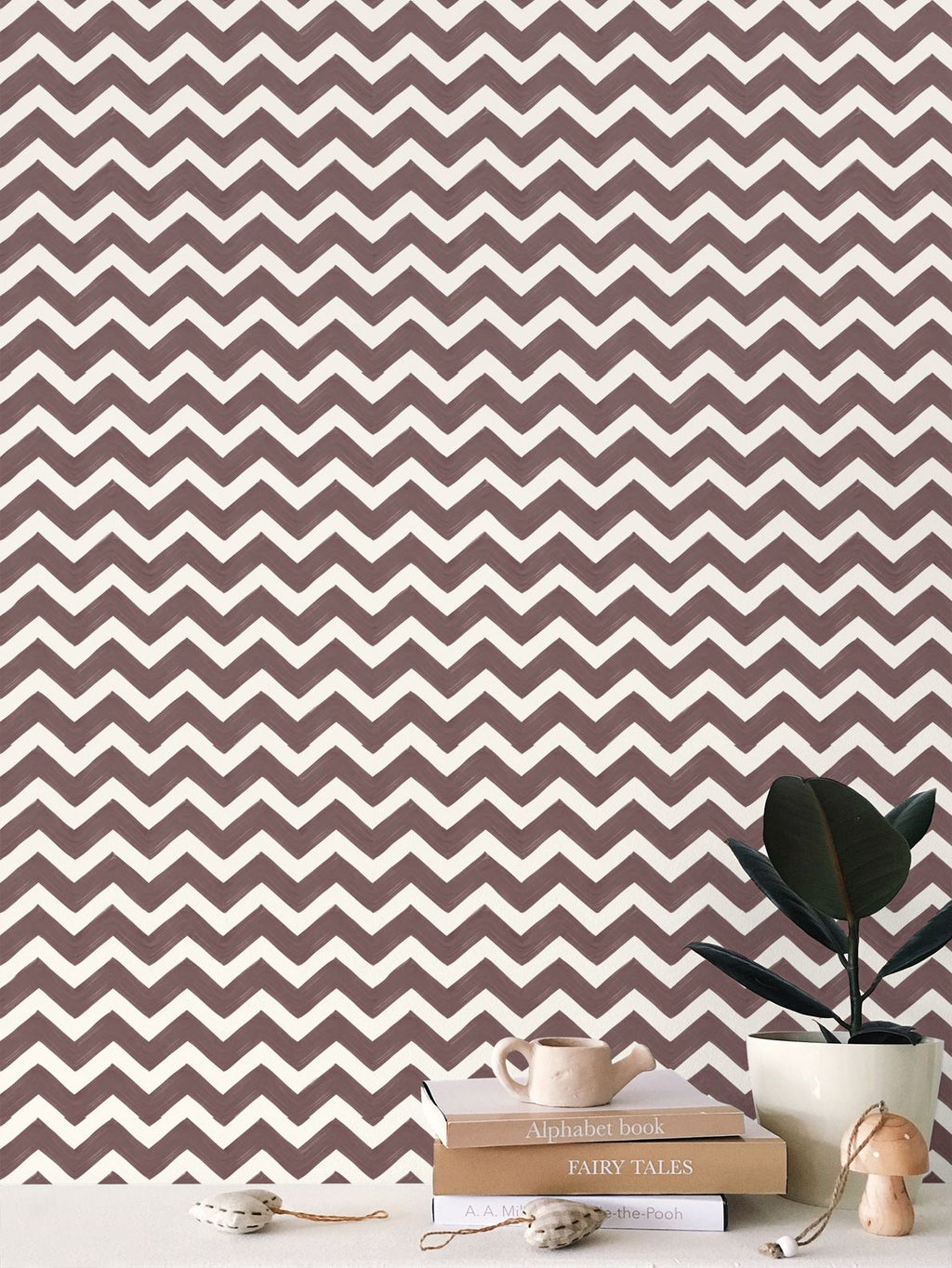 ZIG ME UP — CORDOVAN CHEVRON WALLPAPER