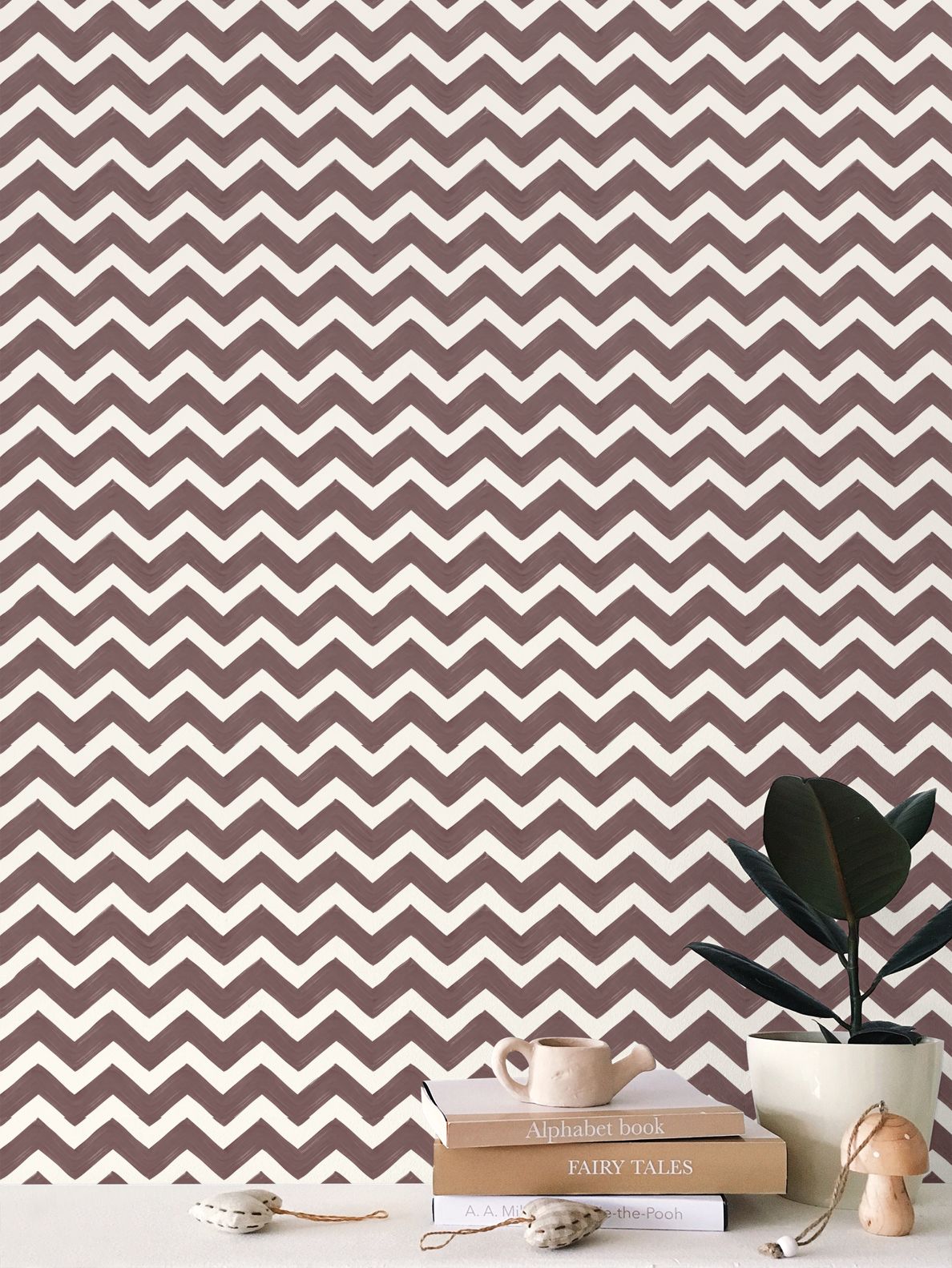 ZIG ME UP — CORDOVAN CHEVRON WALLPAPER