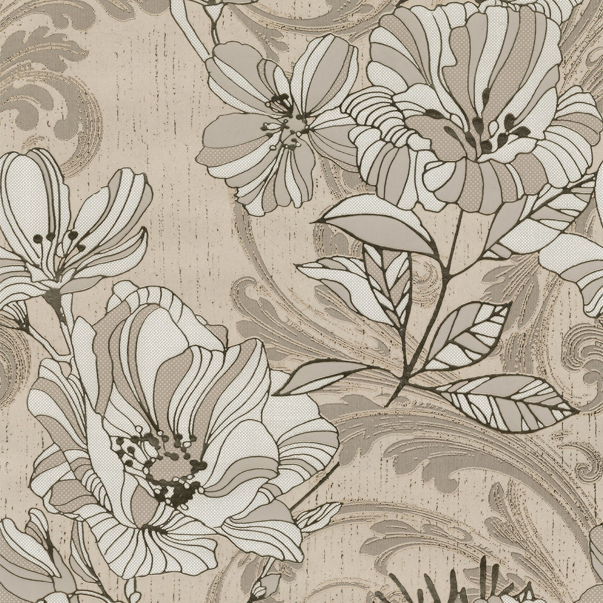 Selene Mucha Floral Wallpaper in Gold