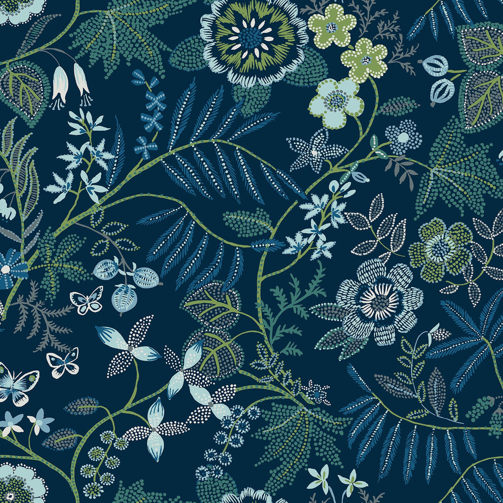 Marilyn Floral Trail Wallpaper in Dark Blue