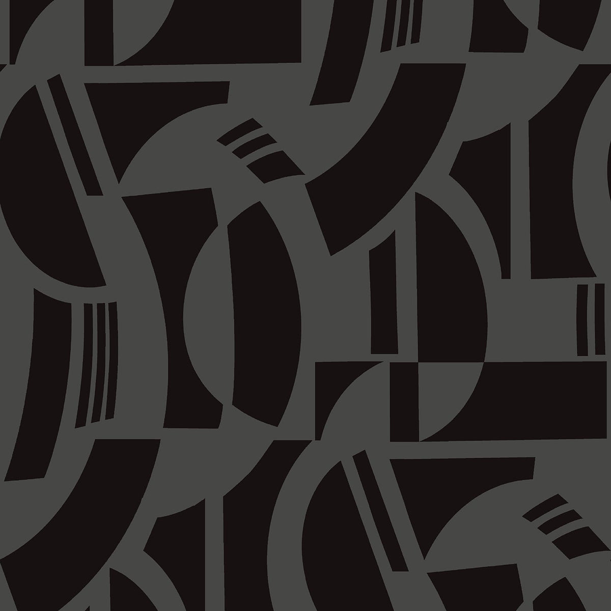Carter Geometric Flock Wallpaper in Black