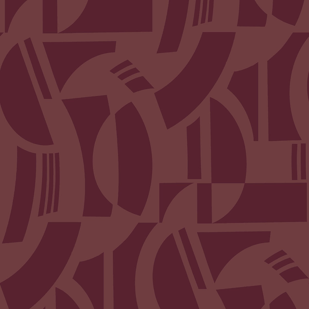 Carter Geometric Flock Wallpaper in Burgundy