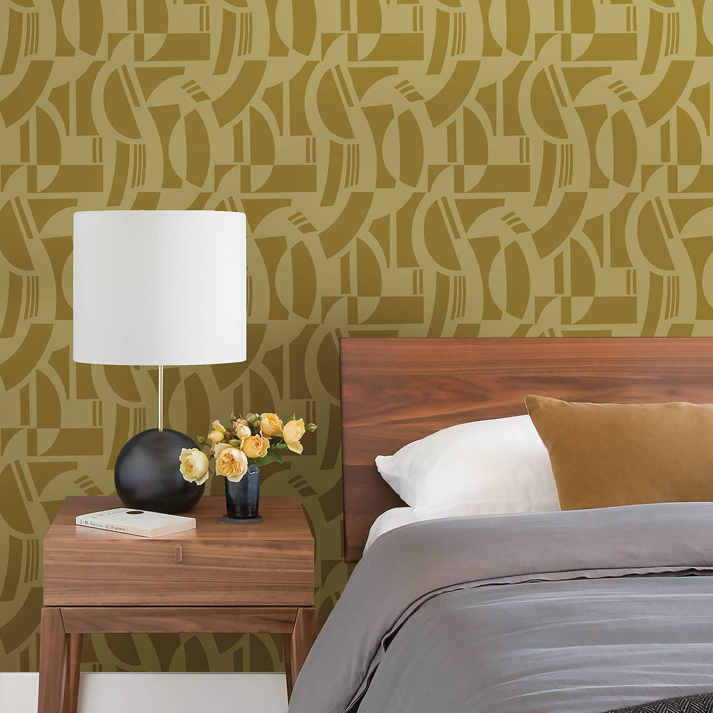 Carter Geometric Flock Wallpaper wallpaper detail or room view