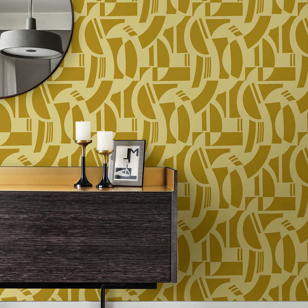 Carter Geometric Flock Wallpaper wallpaper detail or room view