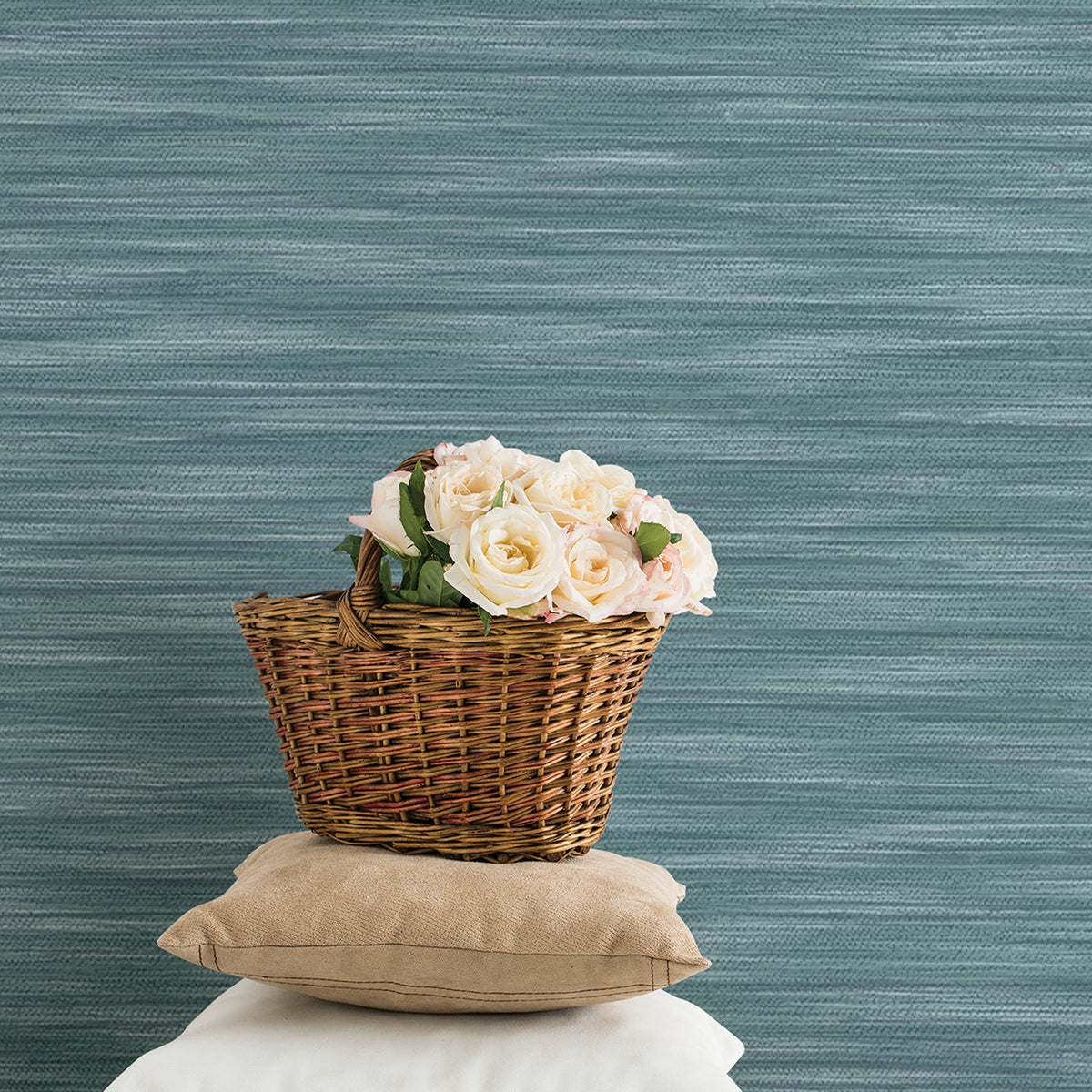 Benson Faux Fabric Wallpaper wallpaper detail or room view