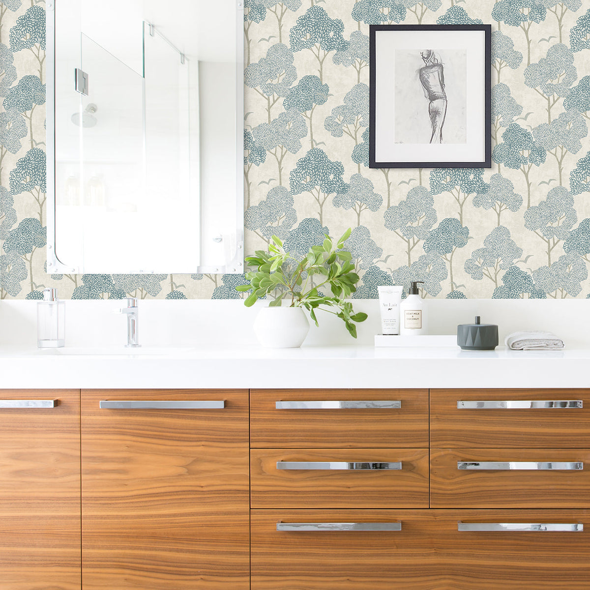 Lykke Textured Tree Wallpaper wallpaper detail or room view