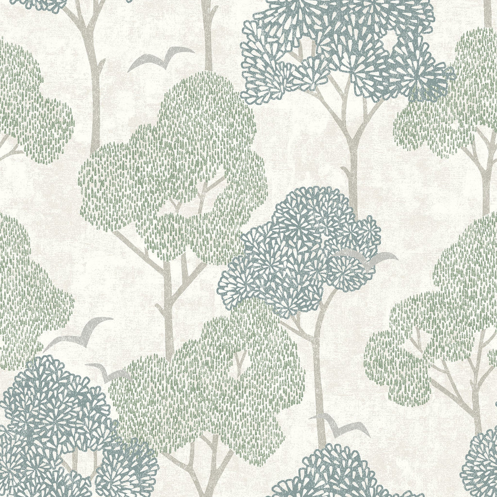 Lykke Textured Tree Wallpaper in Green